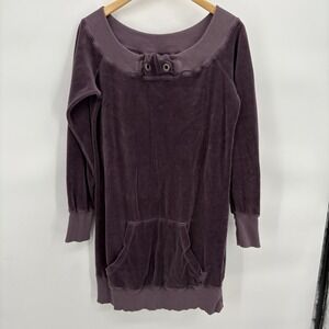 VNT Juicy Couture Velvet Dress Purple Pullover Long Sleeve Sweatshirt Dress #24G